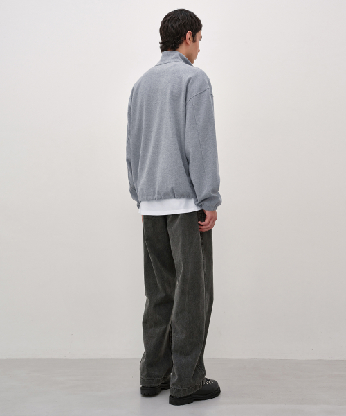 Fleece Quarter Zip-Up LIGHT GREY