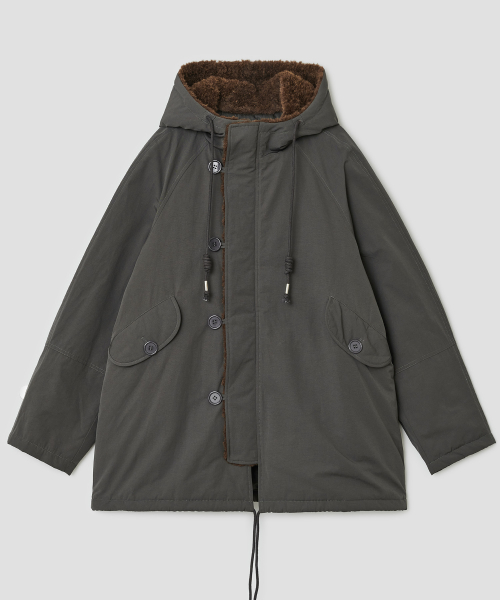 Fur Trim Padded Jacket [Charcoal]