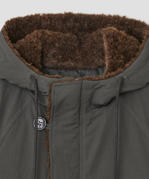 Fur Trim Padded Jacket [Charcoal]