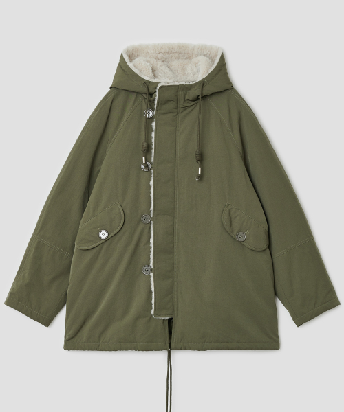 Fur Trim Padded Jacket [Khaki]