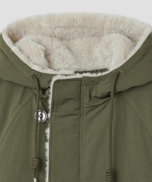 Fur Trim Padded Jacket [Khaki]