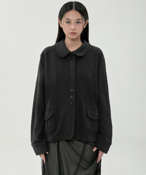 Offset Button Jacket (FL-065_Black)