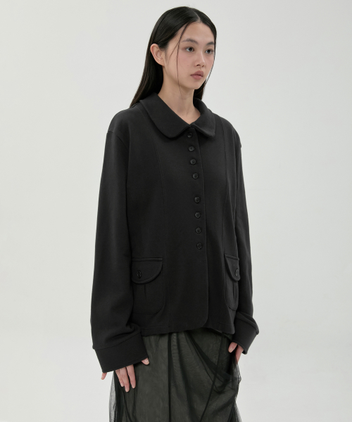 Offset Button Jacket (FL-065_Black)