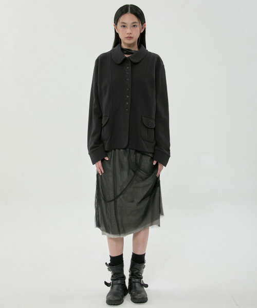 Offset Button Jacket (FL-065_Black)