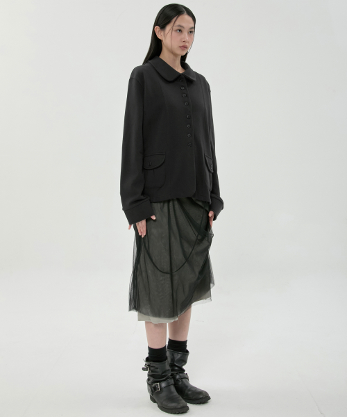 Offset Button Jacket (FL-065_Black)