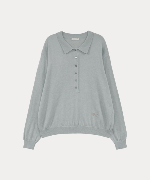 Ella Mohair Button Collar Knit - Pale Blue