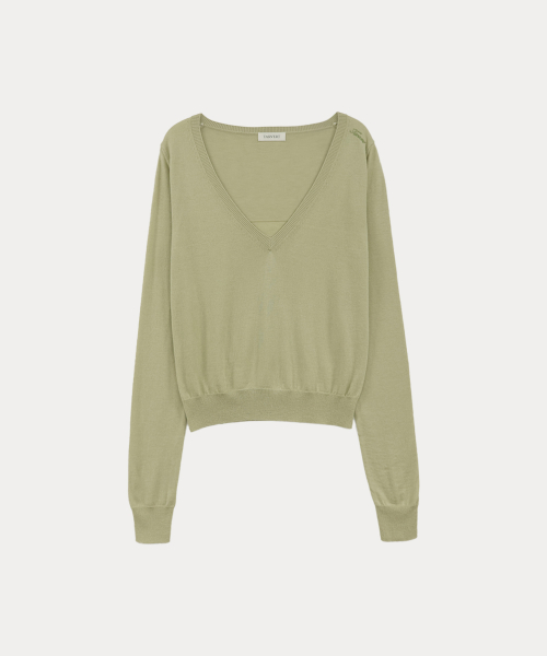Untive V Neck Knit - Olive