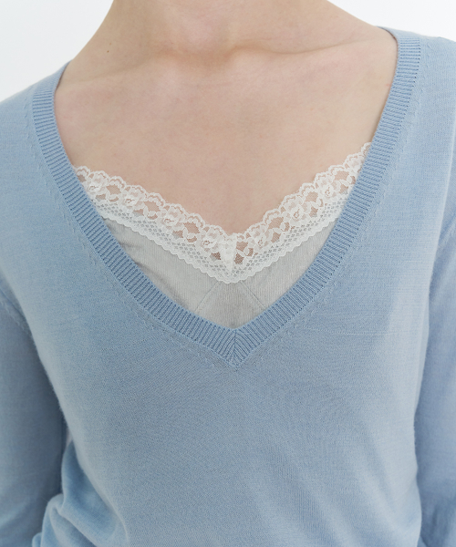 Untive V Neck Knit - Sky Blue