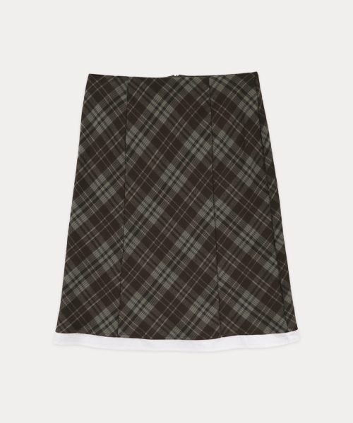 Duze Check Midi Skirt - Brown