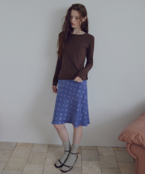 Soft Dot Flare Midi Skirt_CTS639(Blue)