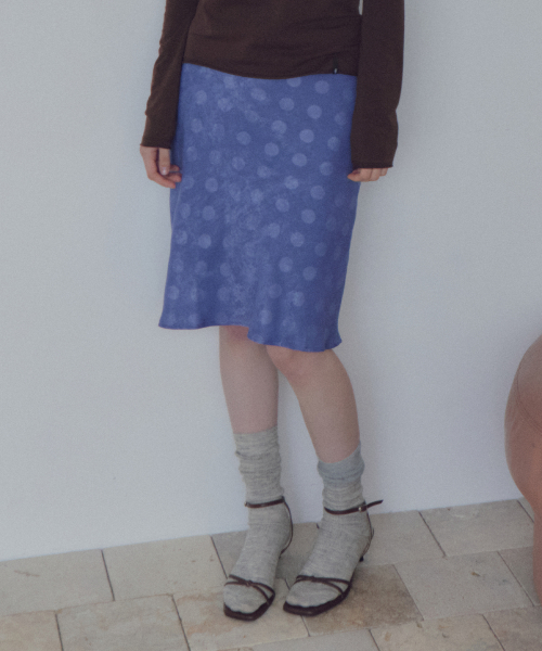 Soft Dot Flare Midi Skirt_CTS639(Blue)