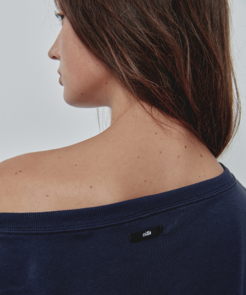 Off-Shoulder Drawstring Mini Dress_CTOP721(Navy)