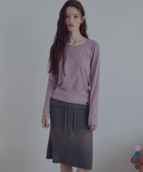 Rolling Boat-Neck Long Sleeve T-Shirt_CTT3048(4color)
