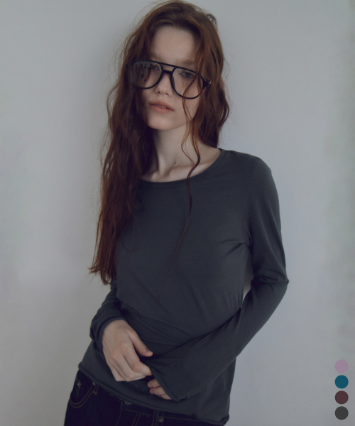 Rolling Boat-Neck Long Sleeve T-Shirt_CTT3048(4color)