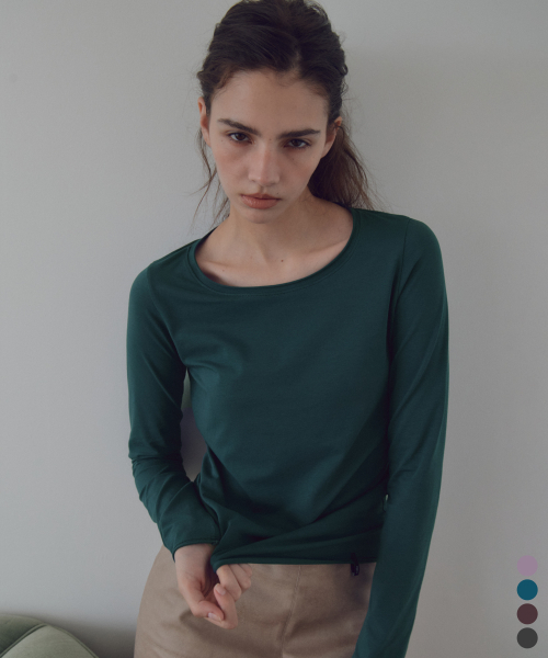 Rolling Boat-Neck Long Sleeve T-Shirt_CTT3048(4color)