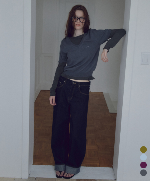 Wool V-neck Short Sleeve Knit_CTK288(4color)