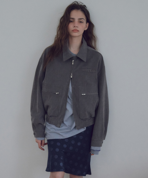 Soft Touch Cotton Zip Pocket Blouson_CTO161(Charcoal)