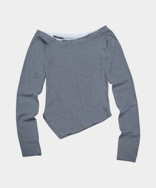 Slim Asymmetric Detail Color-Block Layered All In One Long Sleeve T Shirt_2COLOR
