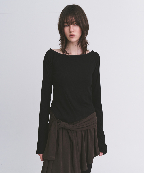 Slim Asymmetric Detail Color-Block Layered All In One Long Sleeve T Shirt_2COLOR