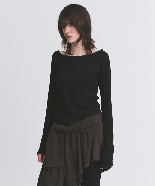 Slim Asymmetric Detail Color-Block Layered All In One Long Sleeve T Shirt_2COLOR