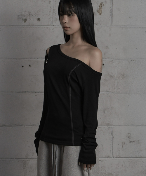 Asymmetric Zipper Corset Top (Black)