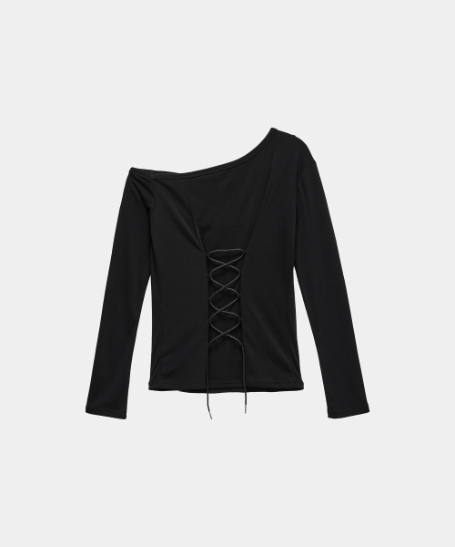 Asymmetric Zipper Corset Top (Black)