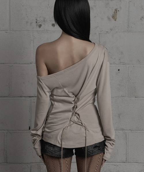 Asymmetric Zipper Corset Top (Beige)