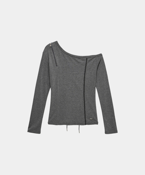 Asymmetric Zipper Corset Top (Charcoal)