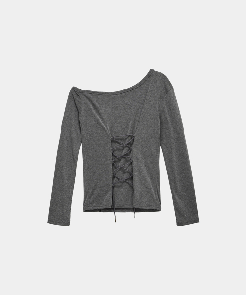 Asymmetric Zipper Corset Top (Charcoal)