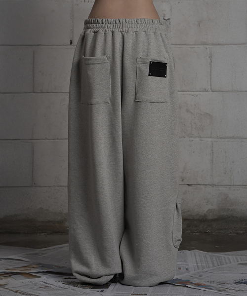 Belted Raw Edge Wide Pants (Melange Gray)