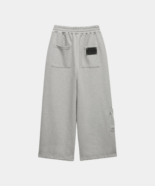 Belted Raw Edge Wide Pants (Melange Gray)