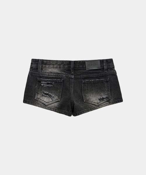 Washed Low Rise Denim Shorts (Black)