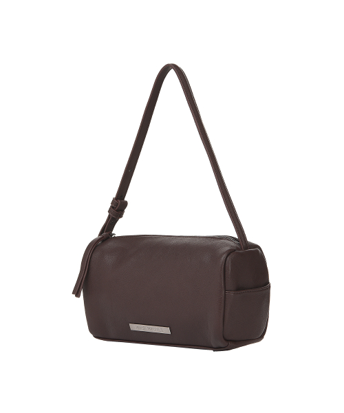 EMBOSSED METAL MINI BAG_BROWN