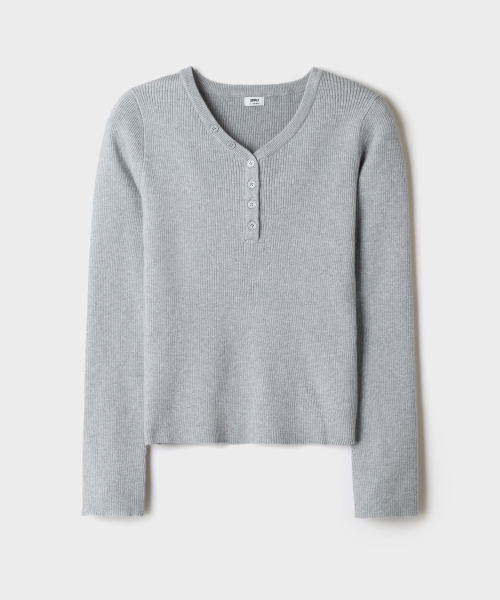 [Soft Yarn] Rib Henley Neck Knit_SPKWG49G02
