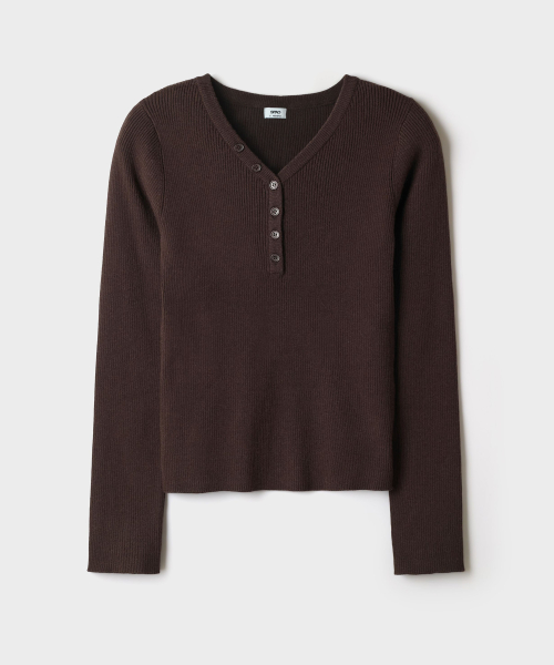 [Soft Yarn] Rib Henley Neck Knit_SPKWG49G02