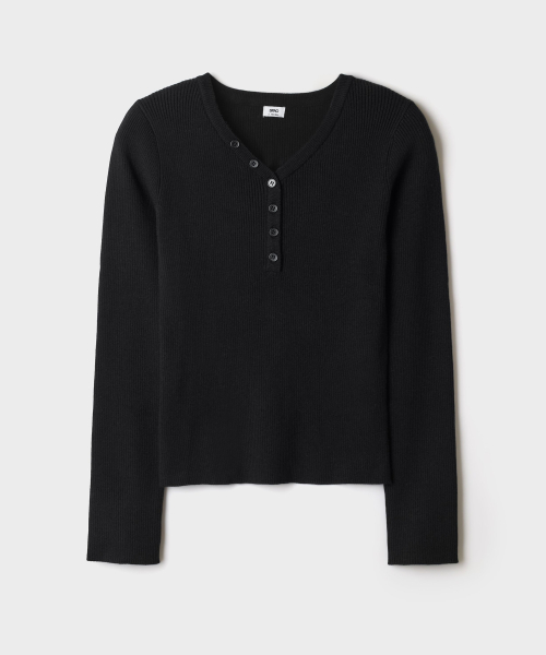 [Soft Yarn] Rib Henley Neck Knit_SPKWG49G02
