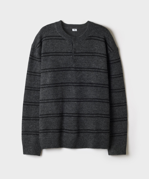 [SOFT YARN] Fuzzy Henley Neck Sweater_SPKWG4TC03