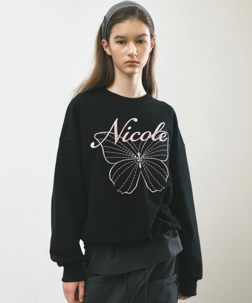 NICOLE BUTTERFLY SWEATSHIRT_BLACK PINK