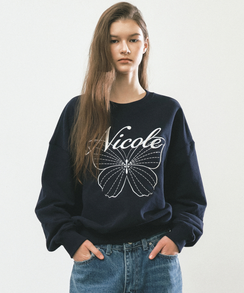 NICOLE BUTTERFLY SWEATSHIRT_NAVY WHITE