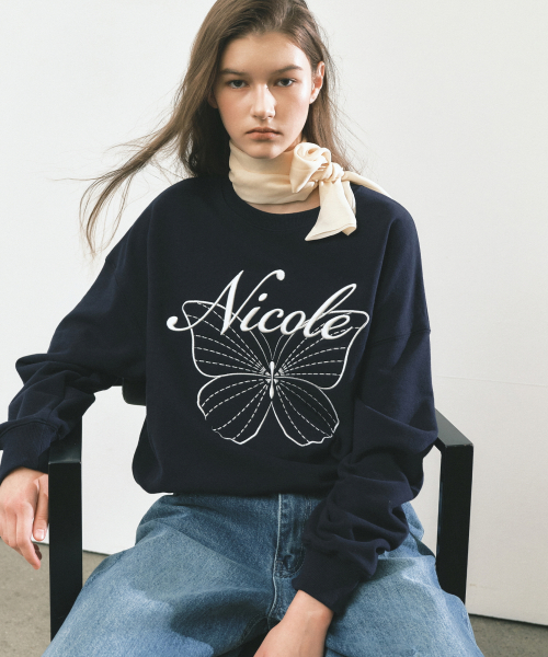 NICOLE BUTTERFLY SWEATSHIRT_NAVY WHITE