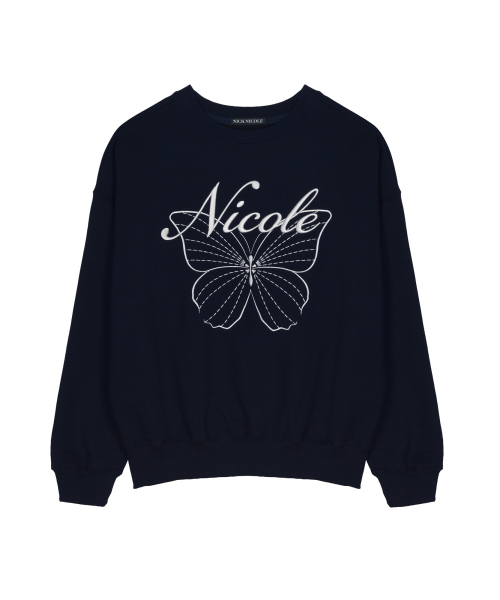 NICOLE BUTTERFLY SWEATSHIRT_NAVY WHITE