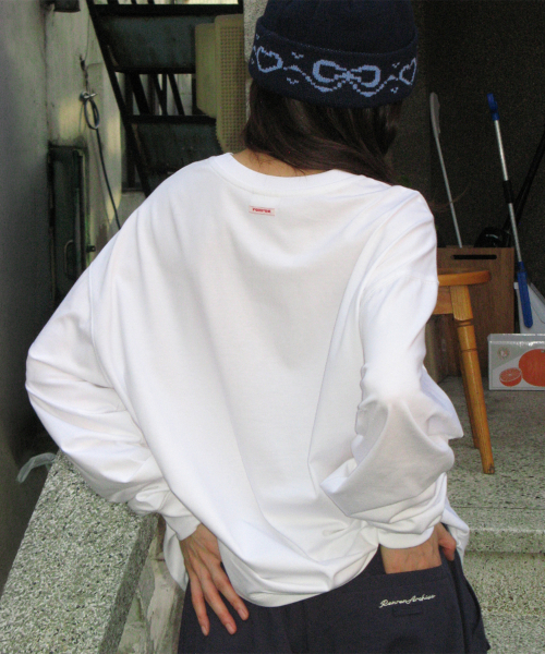 KIDS CAT DOODLE LONG SLEEVE WHITE