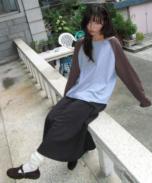 ROLL UP RAGLAN LONG SLEEVE BROWN