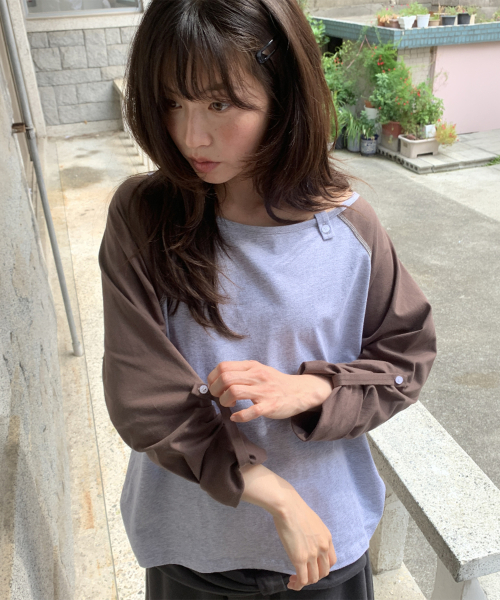 ROLL UP RAGLAN LONG SLEEVE BROWN