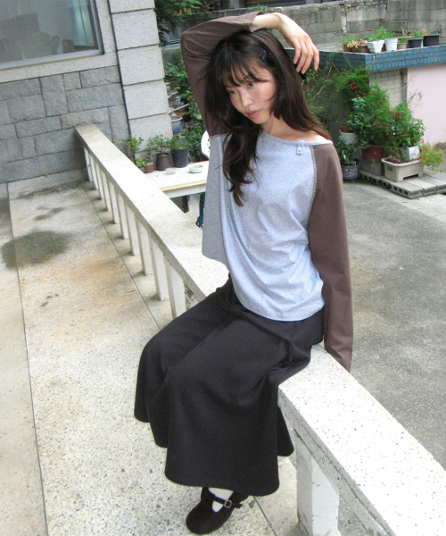 ROLL UP RAGLAN LONG SLEEVE BROWN