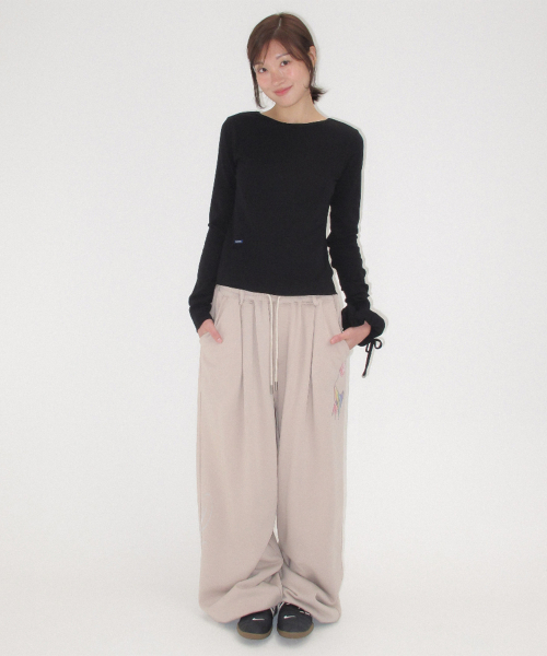 SCRUNCHIE SET LETTUCE SLIM LONG SLEEVE BLACK