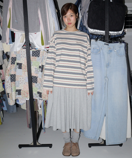 STRIPE LETTERING LONG SLEEVE IVORY