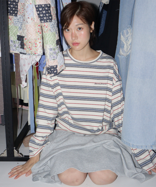 STRIPE LETTERING LONG SLEEVE IVORY