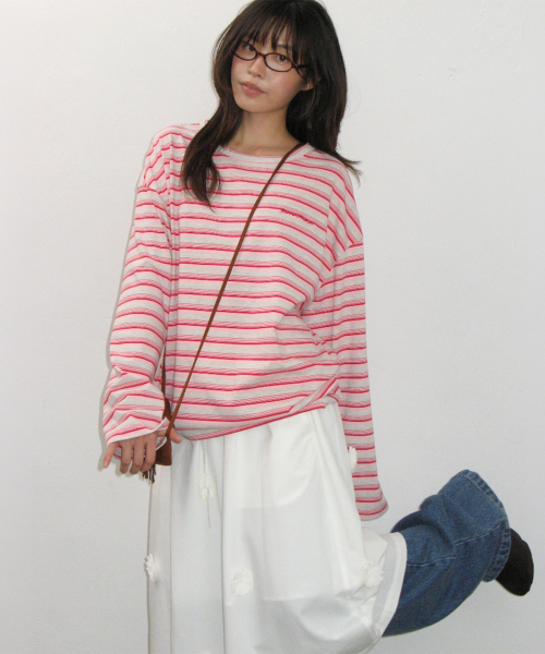 STRIPE LETTERING LONG SLEEVE PINK