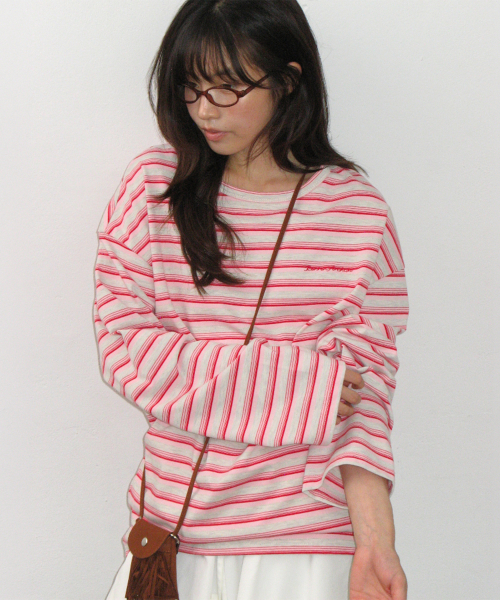 STRIPE LETTERING LONG SLEEVE PINK